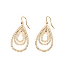 Imagem de Brinco Rommanel Banhado A Ouro Gancho Gotas Trabalhadas Vazadas 523049