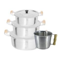 Imagem de Jogo Panelas Grande Alumínio Batido Fundido Grosso e Caneca