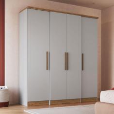 Imagem de Guarda-Roupa Casal Miami 4 Portas 2 Gavetas Lunar/Nogueira - Doripel