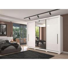 Imagem de Guarda Roupa Casal em MDF 3 Portas de Correr Espelho 6 Gavetas e 8 Pés