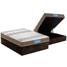 Imagem de Cama Box Baú Casal: Colchão Anatômico Probel D33 Guarda Costas PróIntense + Base CRC Suede Brown (138x188)