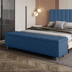 Imagem de Recamier Baú Casal Itália em Veludo - Sonhar Estofados, VL-37 Azul