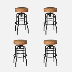 Imagem de Conjunto 4 Banquetas de Aço 70cm Giratória Paris Preto/caramelo