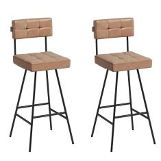 Imagem de Kit 2 Banquetas em Aço e Couro Sintético Madri Salaone Marrom/Preto