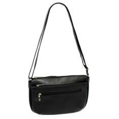 Imagem de Bolsa Feminina Couro Transversal 4 ziper BLS094 - Doras Bolsas, Preto