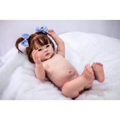 Imagem de Bebê Reborn Menina Silicone, Banho Cabelo Fio A Fio - Mundo Azul E Ros