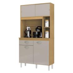 Imagem de Armário Para Cozinha Kit Duda 90 Cm Damasco Off White - Poquema