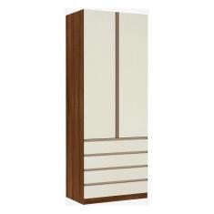 Imagem de Guarda Roupa 2 Portas 4 Gavetas 90 Cm Dourado Com Kashmir