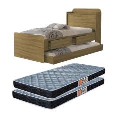 Imagem de Bicama Cama Solteiro Tamires Com Gavetas Bau E Prateleiras Auxiliar Co