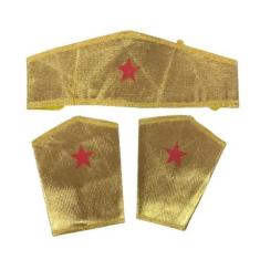 Imagem de Kit Mulher Maravilha Tiara E Braceletes Dourado Fantasia - Mult Epocas