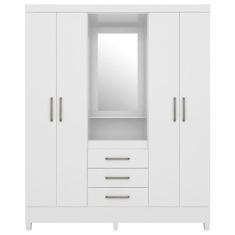 Imagem de Guarda Roupa Capelinha 4 PT Com Espelho 43220 Branco Rosa Flex Demobile