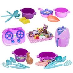 Imagem de Kit Panelas Infantil Cozinha Comida Air Fryer Fogão 35pç