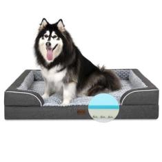 Imagem de Casa Paw Cama de espuma viscoelástica, 2GG, com reforços, camas refrescantes para cães extra grandes, cama ortopédica impermeável para cães com capa removível lavável, fundo antiderrapante e sofá de espuma para cães de espuma de ovo
