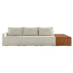 Imagem de Sofá Ilha Modular Living Com Puff 342cm Georgia K04 Bouclê Bege/caramelo - Mpozenato