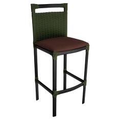 Imagem de Banqueta Alta Vigor Em Alumínio E Corda Náutica Verde Verde Com Marrom