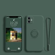 Imagem de Capa de suporte de anel magnético de silicone líquido de luxo para Samsung Galaxy S22 Ultra Plus S21 S20 FE A52S A52 A72 A51 Nota 20 10 Capa, Verde Escuro, para Nota 20