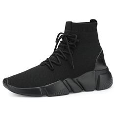 Imagem de Casbeam Tênis de corrida feminino, sem cadarço, tênis de caminhada, leve, respirável, confortável, para trabalho, academia, tênis estilosos, Todo preto-059, 38