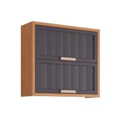 Imagem de Armário de Cozinha Modulado Estela c/2 Portas Basculantes Ripada 80 cm