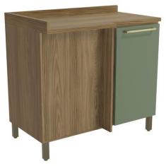 Imagem de Armário de Cozinha Balcão de Canto 1 Porta 52x98cm com Pés e Tampo M62