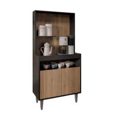 Imagem de Armário 2 Portas Cantinho do Café Rilary para Cozinha Preto/Freijó M12 - D'Rossi