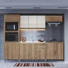 Imagem de Cozinha Modulada Completa 5 Peças 12 Portas 2 Gavetas Montreal Castani/Off-White