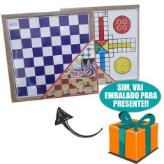 Imagem de Jogo De Tabuleiro 4 Em 1 Dama Ludo Xadrez Presente De Natal - Ibirart