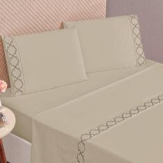 Imagem de Jogo De Lençol King Isa Micropercal 300 Fios 4 Peças Cáqui