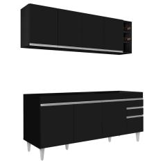 Imagem de Armário Nevada E Balcão Para Pia 180Cm Dallas Preto - Lumil