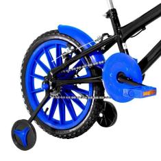 Imagem de Bicicleta Infantil Aro 16 Nylon Preta e Azul