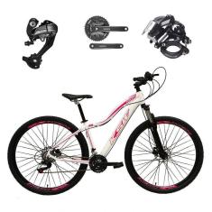 Imagem de Bicicleta Feminina Aro 29 Ksw Mwza 27v Câmbios Shimano Altus Freios Hidráulicos - Branco-rosa Tam.17