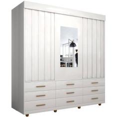 Imagem de Guarda Roupa Ubatuba Casal 3 Portas 9 Gavetas Minas Plac Cor Branco -