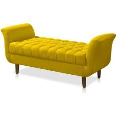 Imagem de Recamier Calçadeira 02 Lugares 150cm Capitonê Grecia Corano Amarelo -