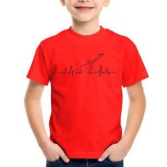 Imagem de Camiseta Infantil Guitarra Batimentos Cardíacos - Foca na Moda, Vermel