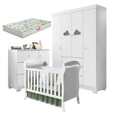 Imagem de Quarto De Bebê Ane Com Berço Americano Danny Branco Brilho E Colchão Gazin - Phoenix Baby