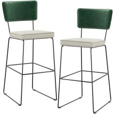 Imagem de Kit 02 Banquetas Altas Facto Verde Musgo Linho Champagne