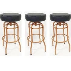 Imagem de Kit 3 Banquetas Bar Alta Giratória Cobre Assento Preto - Poltronas do Sul