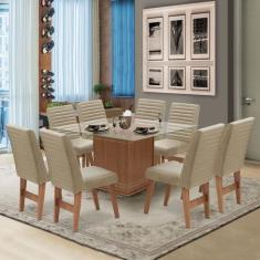 Imagem de Conjunto de Mesa para Sala de Jantar com 8 Cadeiras Tampo de Vidro Oni
