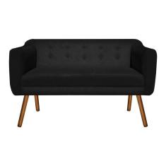 Imagem de Namoradeira 02 Lugares Julia Suede Preto Pés Palito Castanho D'Rossi