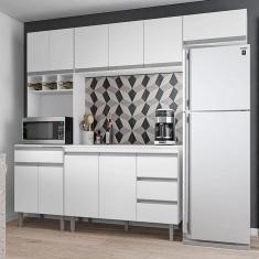 Imagem de Cozinha Com Balcão E Tampo 120 Cm Ambiente Andréia Branco Brilho - Ajl