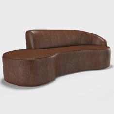 Imagem de Sofá 3 Lugares Curvo Sala de Estar Living Firenze Direito D02 Couríssimo Marrom 230 cm B-38 - Lyam
