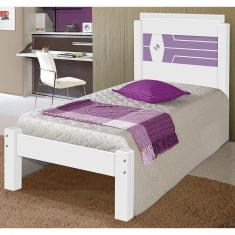 Imagem de Cama Solt. Lívia Branco-branco-lilás c- Colchão - Carmolar