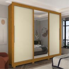 Imagem de Guarda-roupa Casal 3 Portas 1 Porta Espelhada com Pés Royale Naturale/off White