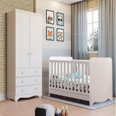 Imagem de Quarto De Bebê Com Guarda Roupa 2 Portas 3 Gavetas E Berço Mini Cama C