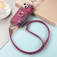 Imagem de Para iphone 15 14 plus 13 12 11 pro max chapeamento caso do telefone alça de pulso anel com cordão longo & amp; Capa de couro PU com corda de mão curta, roxa, para iPhone 15 Pro Max