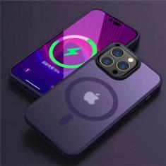 Imagem de Capa de telefone fosca translúcida fosca para iphone 15 14 13 12 11 pro max plus capa magnética de carregamento sem fio, roxo escuro, para iphone 14
