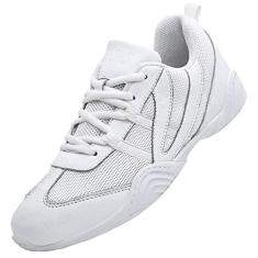 Imagem de VINIGIAGIA Tênis de dança para meninos e meninas, branco, torcida, competição, atlético, caminhada, tênis esportivo com gancho e laço, Branco(b), 21