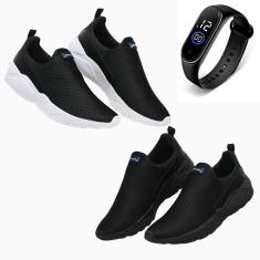 Imagem de Kit 2 Tênis Masculino Corrida Esportiva Academia Caminhada Conforto Dia a Dia + Relógio-Masculino