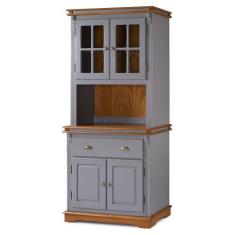 Imagem de Armário De Cozinha Com Cristaleira De Vidro E Madeira Manchester Com 4