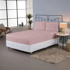 Imagem de Jogo Lençol Queen 3 Pçs Percal 140 Fios Liso Ponto Palito