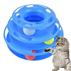 Imagem de Brinquedo Torre Trilha Para Gatos 3 Níveis Azul CBRN14484